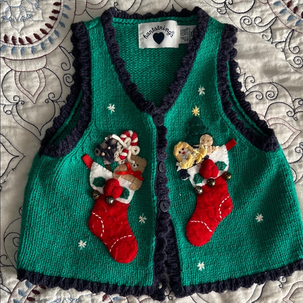Hartstrings Green Knit Vest with Black Trim